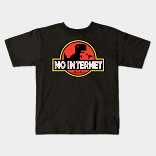 No Internet Pixel Art Dinosaur Kids T-Shirt